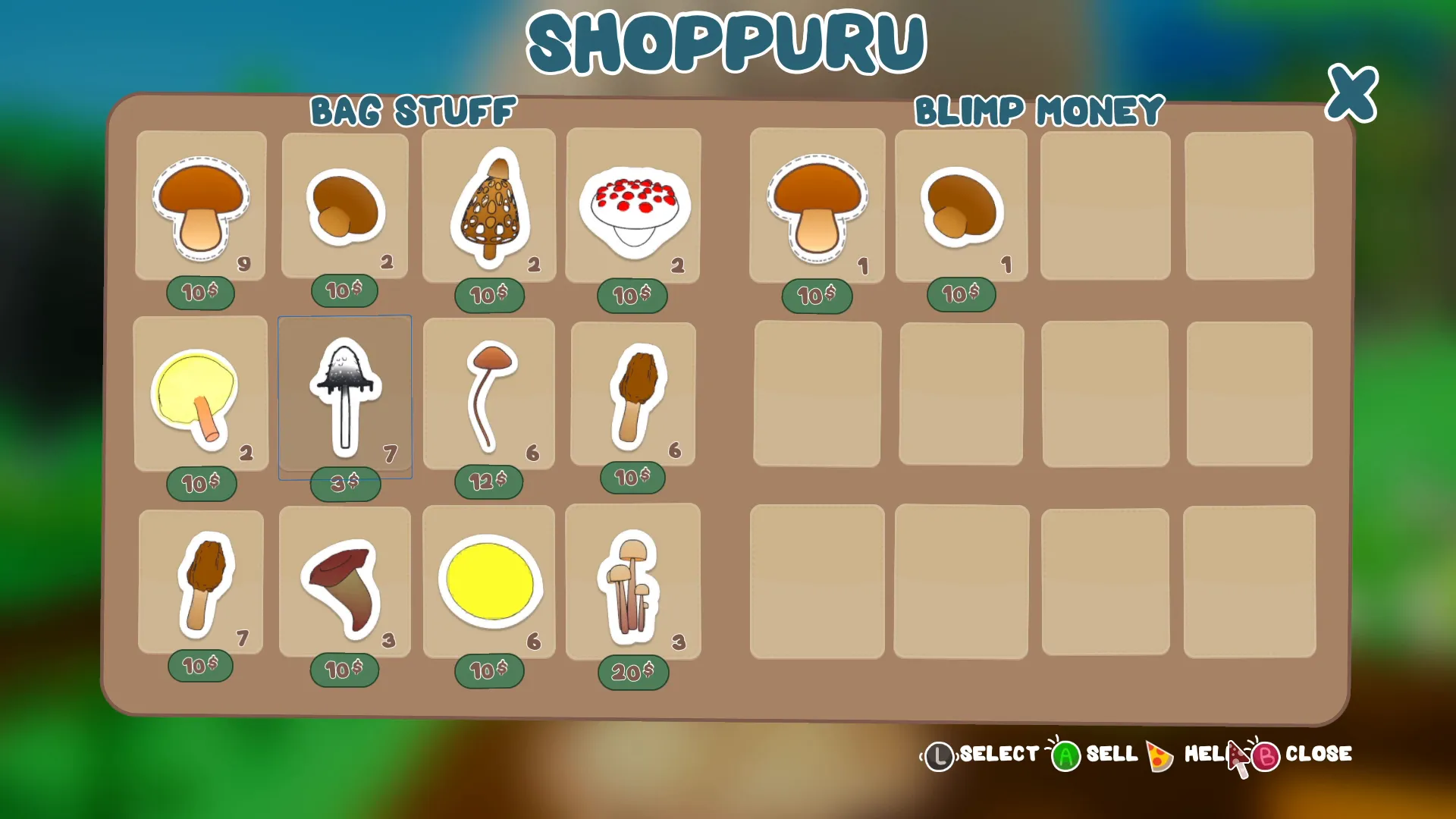 Shoppuru, the in-game shop for selling your harvest