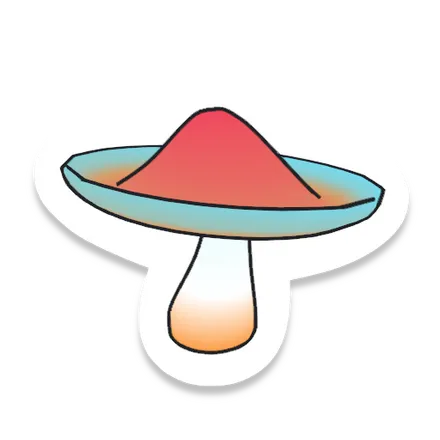Teal and coral parasol mushroom sticker